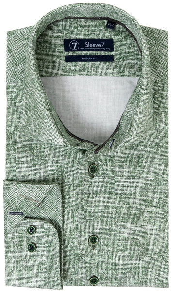 Sleeve7 Heren Overhemd Groen Spetter Print Modern Fit