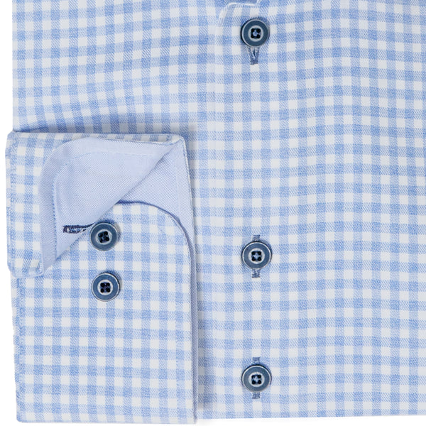 Sleeve7 Heren Overhemd Wit met Blauw Ruit Twill Modern Fit