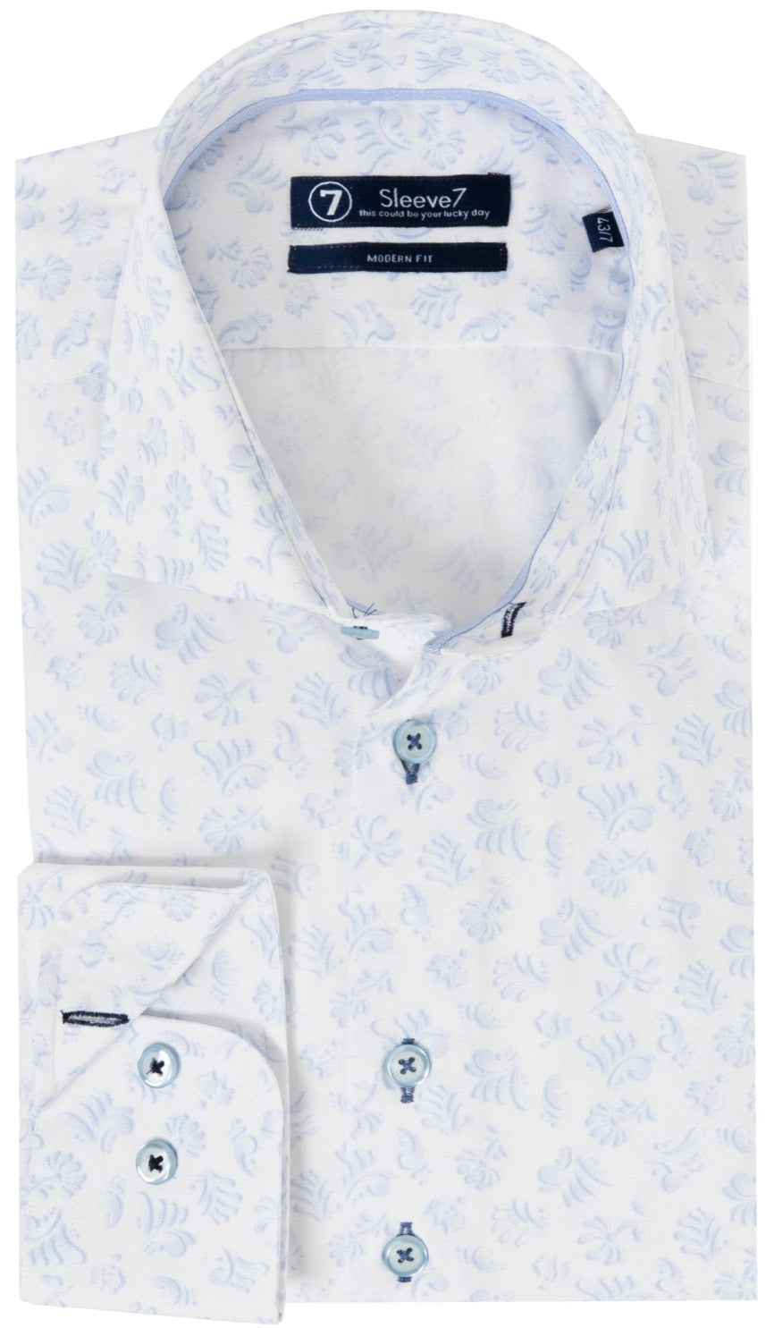 financieel Amazon Jungle gracht Wit Print Paisley Poplin Overhemd Mouwlengte 7 - Sleeve7 – CJE Fashion