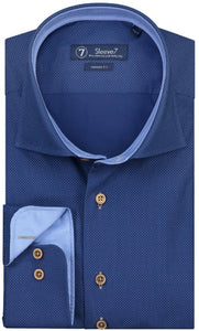 Sleeve7 Overhemd Navy Blauw Kleine Stip