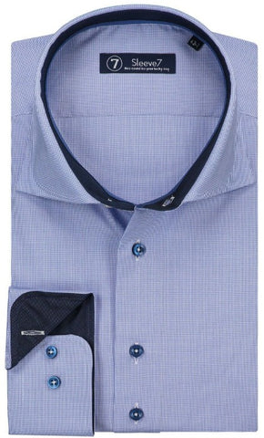 Sleeve7 Overhemd Blauw Pied de Poule Slim Fit