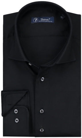 Sleeve7 Heren Overhemd Zwart Luxe Satijn