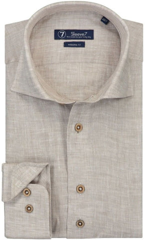 Sleeve7 Overhemd Bruin Linnen Chambray