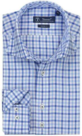 Sleeve7 Heren Overhemd Blauw Oxford Ruit
