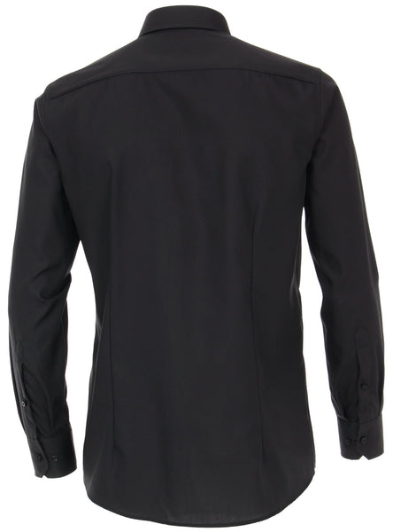 Venti Heren Overhemd Zwart Poplin Modern Fit ML7