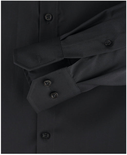 Venti Heren Overhemd Zwart Poplin Modern Fit ML7